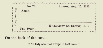 Mrs. Bullard’s ticket of admission to hear Queen Victoria’s speech.