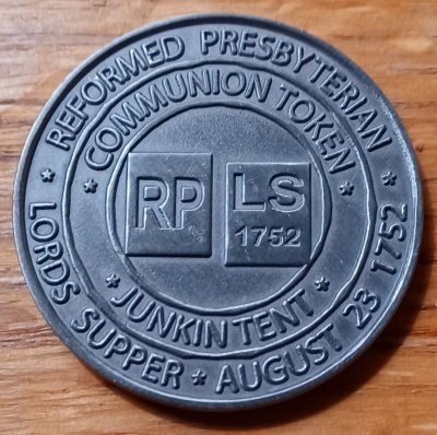 Commemorative 1752 communion token (photo by R. Andrew Myers).