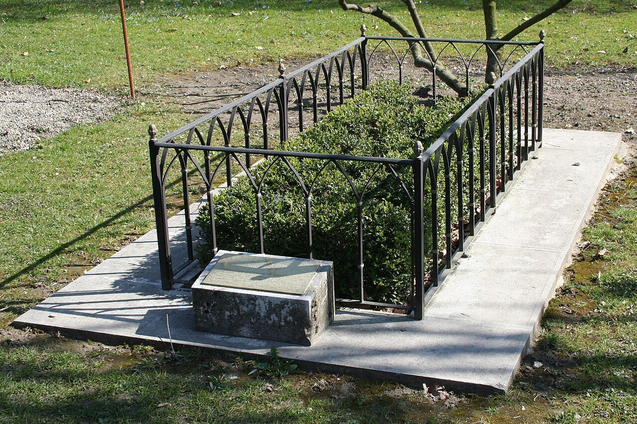 The actual precise location of John Calvin’s grave is unknown, but this spot in the Cimetière de Plainpalais in Geneva honors his memory.