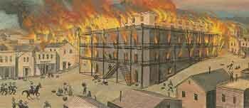 Depiction of the June 22, 1851 San Francisco Fire.