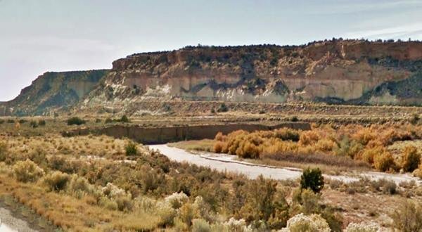 Rio Puerco of the West, Sandstone cliffs and Route 66, Manuelito, New Mexico (photo by A. Whittall).
