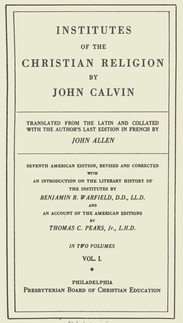 Title page of the 1936 edition of Calvin’s Institutes.