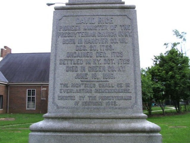 “Father” David Rice is buried in Danville, Kentucky.