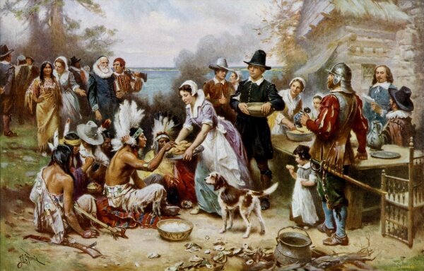 “The First Thanksgiving, 1621” by Jean Leon Gerome Ferris.