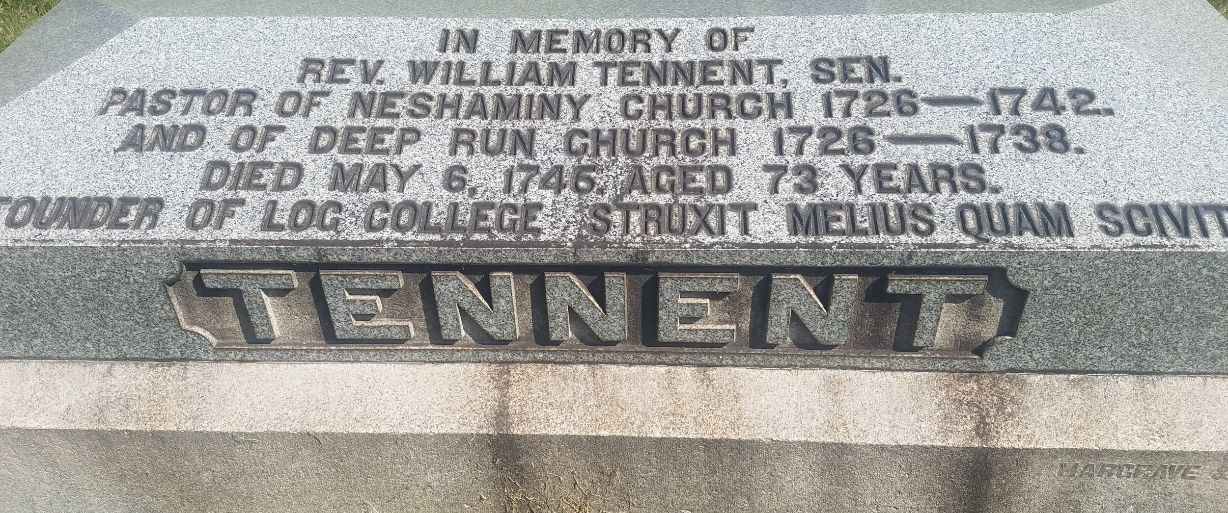 The grave of William Tennent, Sr. (photo credit: R. Andrew Myers).